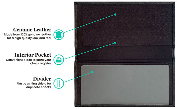 Basic Genuine Leather Checkbook Cover - A&A Creative Designs