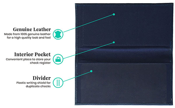 Basic Genuine Leather Checkbook Cover - A&A Creative Designs