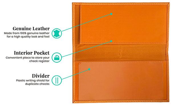 Basic Genuine Leather Checkbook Cover - A&A Creative Designs