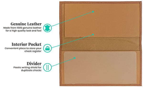Basic Genuine Leather Checkbook Cover - A&A Creative Designs