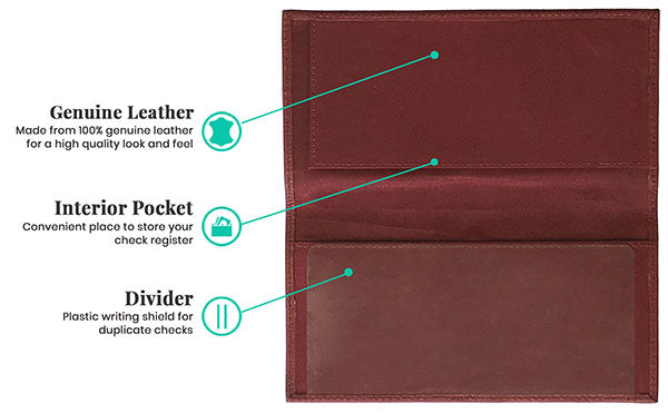 Basic Genuine Leather Checkbook Cover - A&A Creative Designs