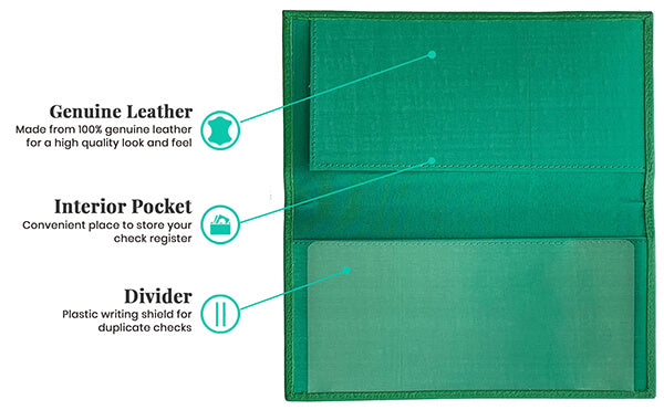 Basic Genuine Leather Checkbook Cover - A&A Creative Designs