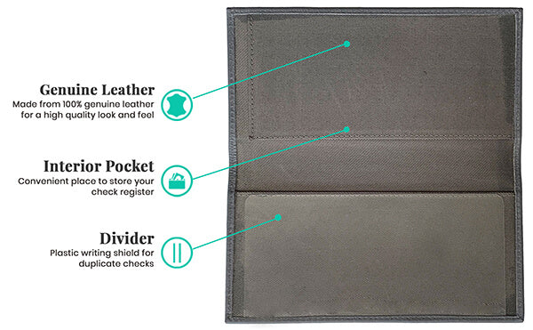 Basic Genuine Leather Checkbook Cover - A&A Creative Designs