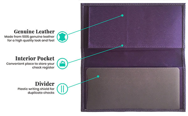Basic Genuine Leather Checkbook Cover - A&A Creative Designs