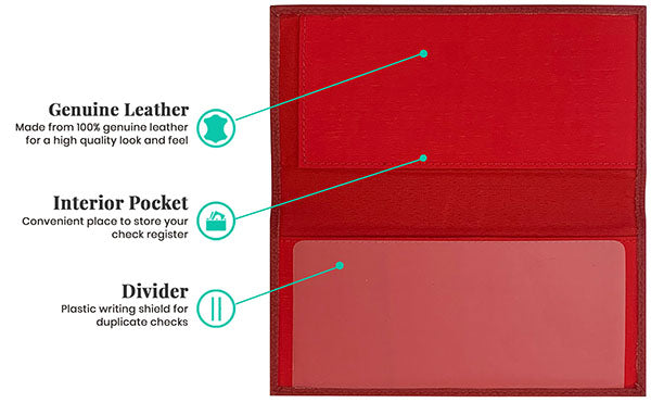 Basic Genuine Leather Checkbook Cover - A&A Creative Designs