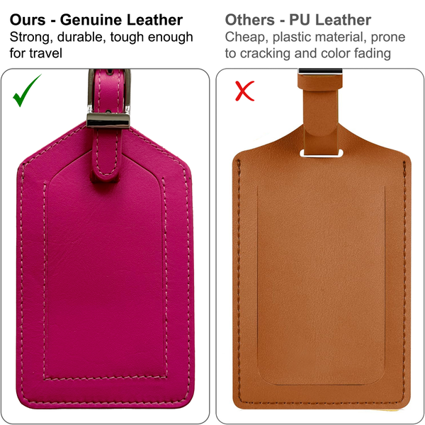 Genuine Top Grain Leather Luggage Tag - A&A Creative Designs