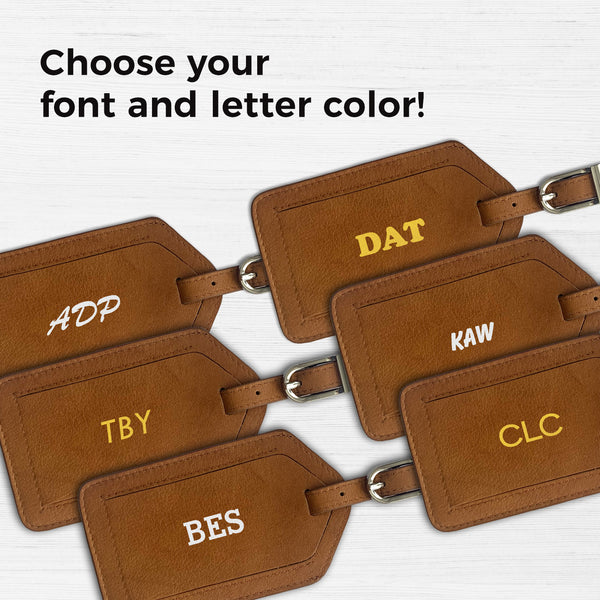 Personalized Monogrammed Leather Luggage Tag - A&A Creative Designs