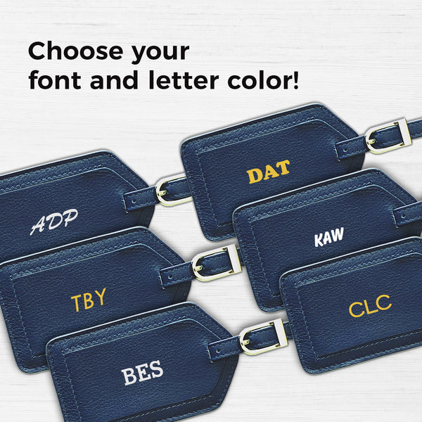 Personalized Monogrammed Leather Luggage Tag - A&A Creative Designs