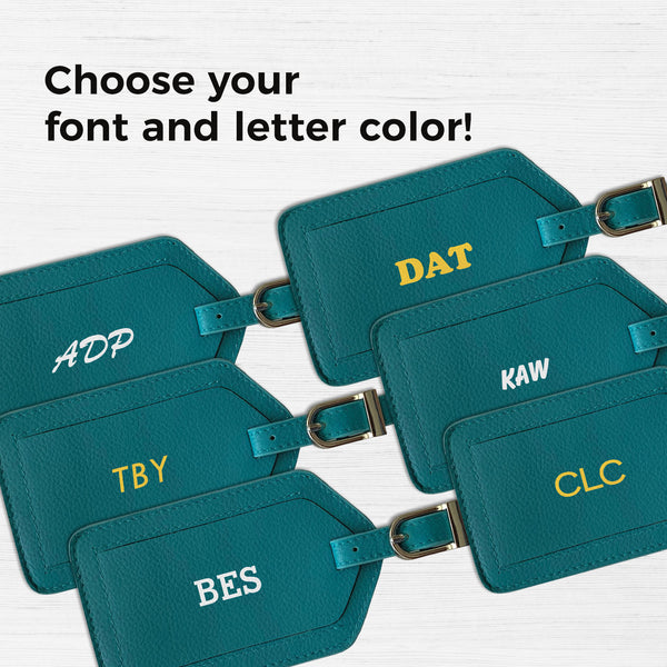 Personalized Monogrammed Leather Luggage Tag - A&A Creative Designs