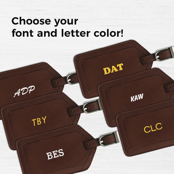 Personalized Monogrammed Leather Luggage Tag - A&A Creative Designs