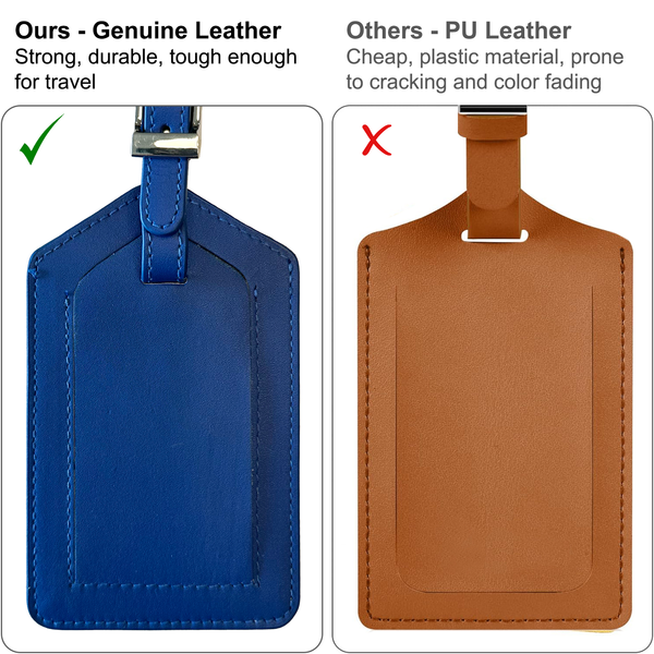 Genuine Top Grain Leather Luggage Tag - A&A Creative Designs