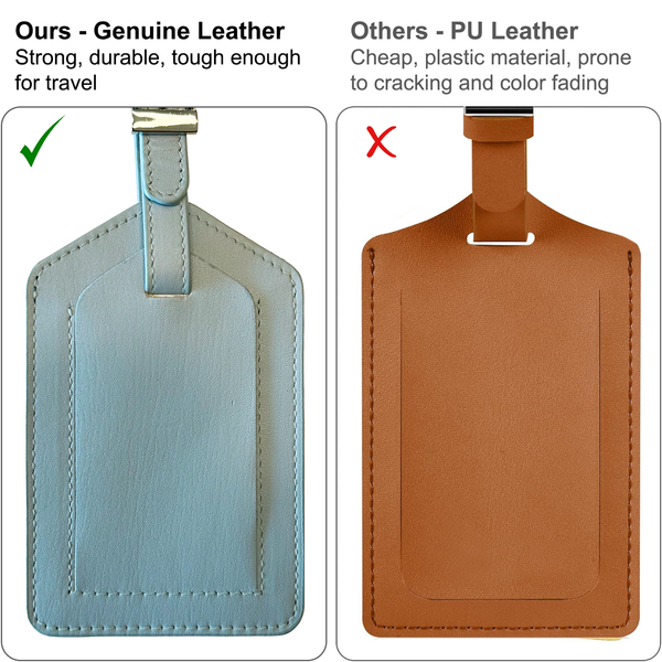 Genuine Top Grain Leather Luggage Tag - A&A Creative Designs