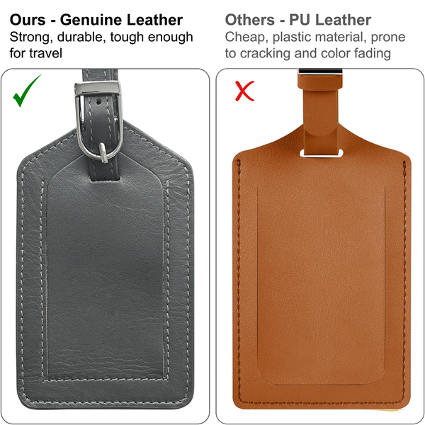 Genuine Top Grain Leather Luggage Tag - A&A Creative Designs