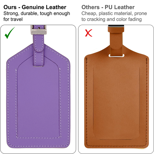 Genuine Top Grain Leather Luggage Tag - A&A Creative Designs