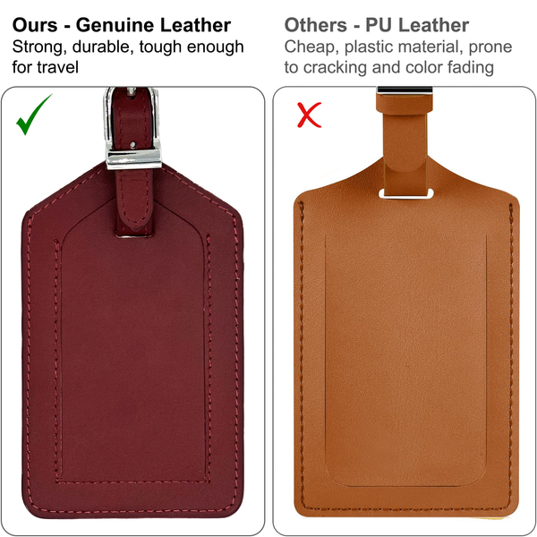 Genuine Top Grain Leather Luggage Tag - A&A Creative Designs
