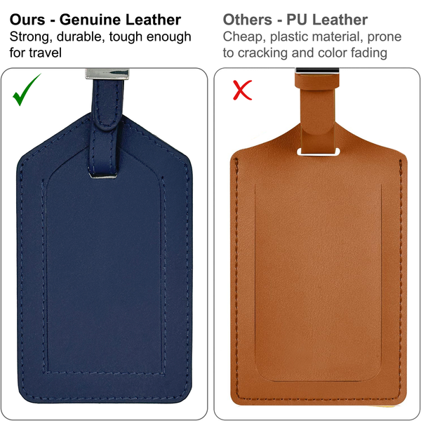 Genuine Top Grain Leather Luggage Tag - A&A Creative Designs