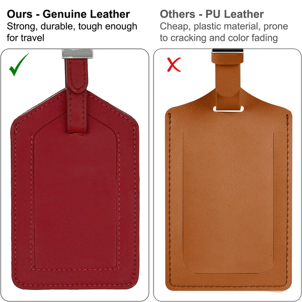 Genuine Top Grain Leather Luggage Tag - A&A Creative Designs