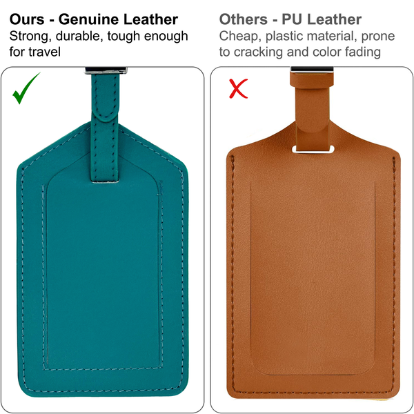 Genuine Top Grain Leather Luggage Tag - A&A Creative Designs