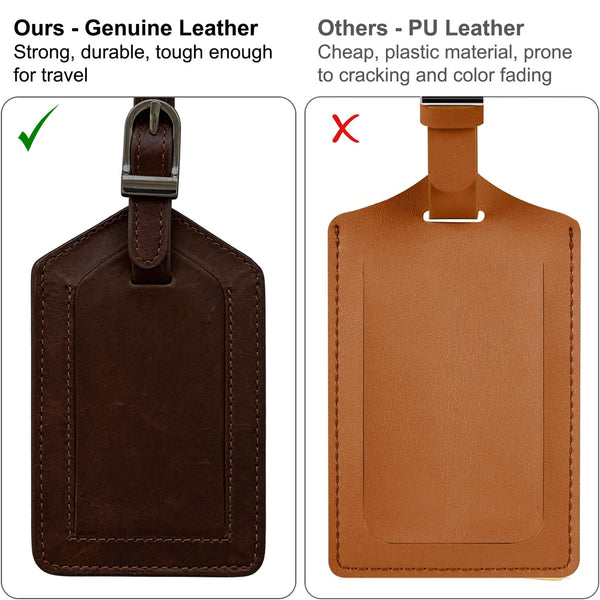 Genuine Top Grain Leather Luggage Tag