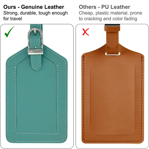 Genuine Top Grain Leather Luggage Tag - A&A Creative Designs