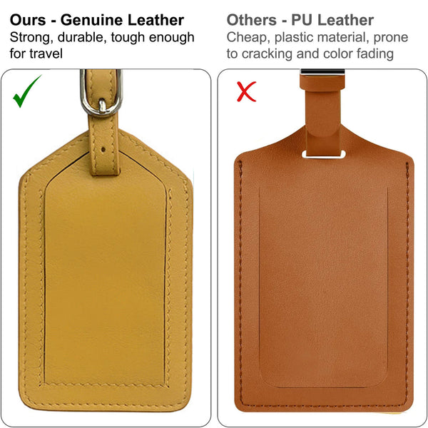 Genuine Top Grain Leather Luggage Tag