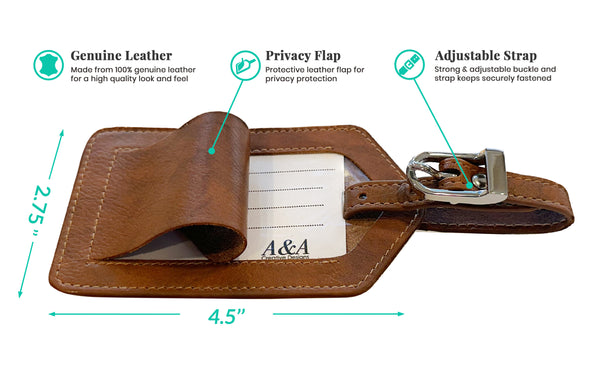 Personalized Monogrammed Leather Luggage Tag - A&A Creative Designs