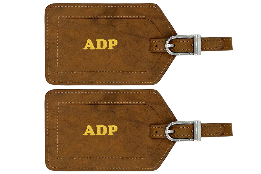 Personalized Monogrammed Leather Luggage Tags - 2 Pack - A&A Creative Designs