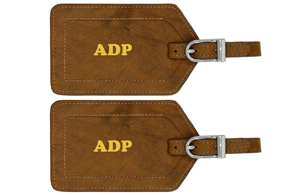 Personalized Monogrammed Leather Luggage Tags - 2 Pack - A&A Creative Designs