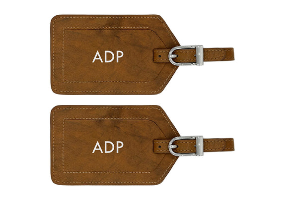 Personalized Monogrammed Leather Luggage Tags - 2 Pack - A&A Creative Designs