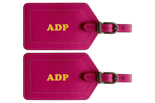 Personalized Monogrammed Leather Luggage Tags - 2 Pack