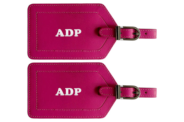 Personalized Monogrammed Leather Luggage Tags - 2 Pack