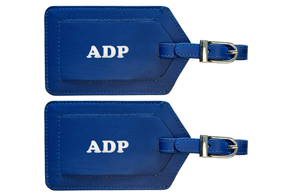 Personalized Monogrammed Leather Luggage Tags - 2 Pack