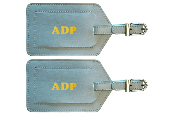Personalized Monogrammed Leather Luggage Tags - 2 Pack