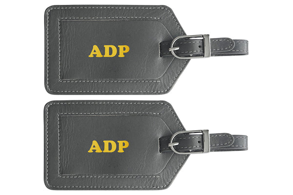 Personalized Monogrammed Leather Luggage Tags - 2 Pack