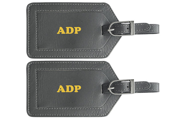 Personalized Monogrammed Leather Luggage Tags - 2 Pack - A&A Creative Designs