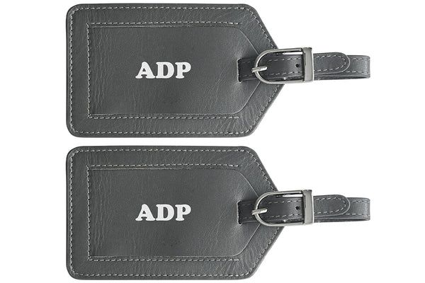 Personalized Monogrammed Leather Luggage Tags - 2 Pack - A&A Creative Designs