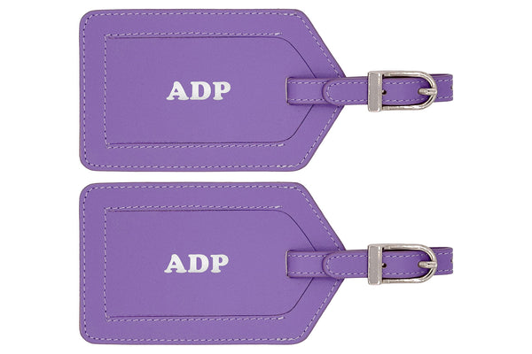 Personalized Monogrammed Leather Luggage Tags - 2 Pack