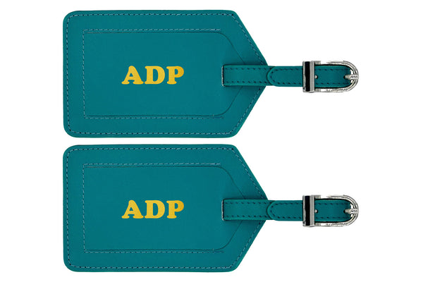 Personalized Monogrammed Leather Luggage Tags - 2 Pack