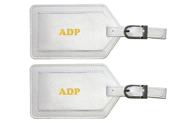 Personalized Monogrammed Leather Luggage Tags - 2 Pack