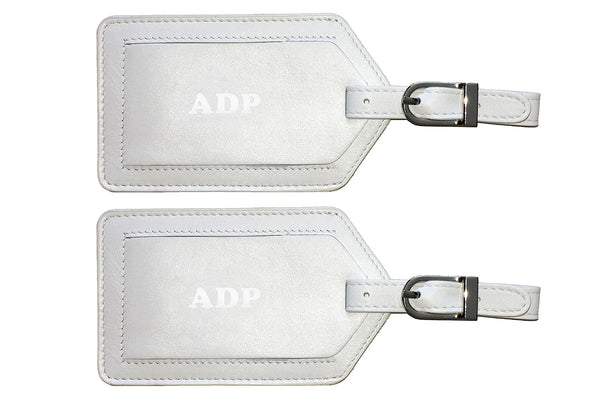Personalized Monogrammed Leather Luggage Tags - 2 Pack