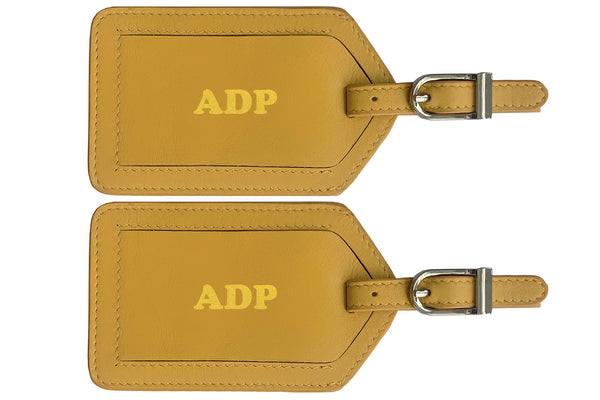 Personalized Monogrammed Leather Luggage Tags - 2 Pack