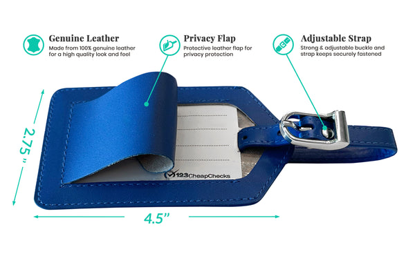 Personalized Monogrammed Leather Luggage Tags - 4 Pack