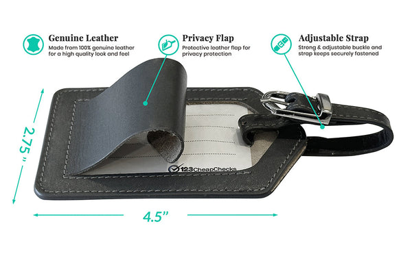 Genuine Top Grain Leather Luggage Tag - A&A Creative Designs