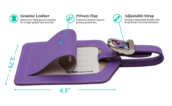 Personalized Monogrammed Leather Luggage Tags - 2 Pack