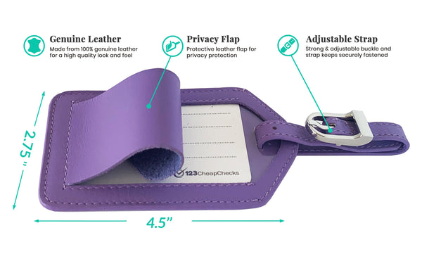 Genuine Top Grain Leather Luggage Tag - A&A Creative Designs