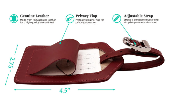 Personalized Monogrammed Leather Luggage Tag