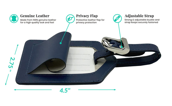 Personalized Monogrammed Leather Luggage Tags - 3 Pack