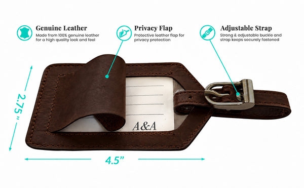 Genuine Top Grain Leather Luggage Tag