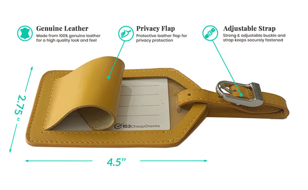 Genuine Top Grain Leather Luggage Tag