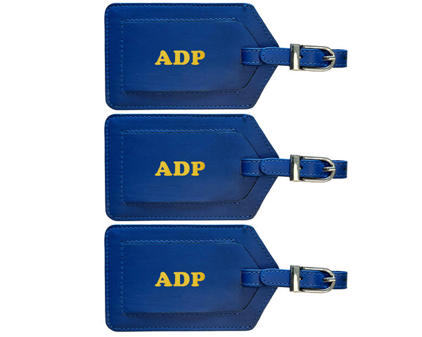 Personalized Monogrammed Leather Luggage Tags - 3 Pack